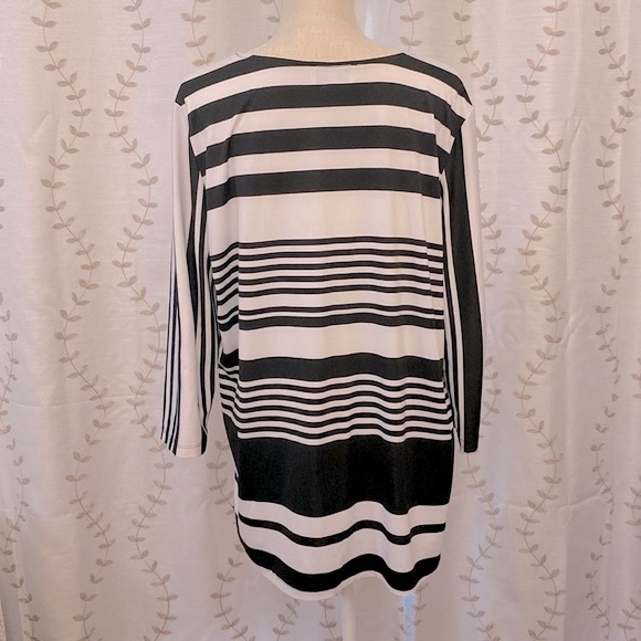 Peck & Peck woman’s black & White striped tunic top long sleeve size XL - Picture 7 of 16